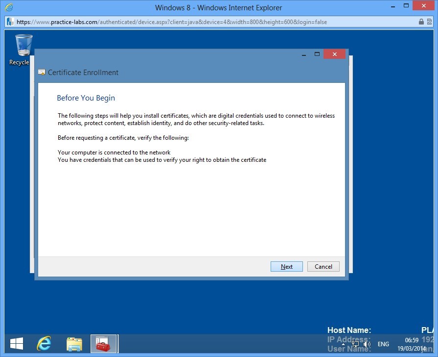 Practice Labs screenshot.
